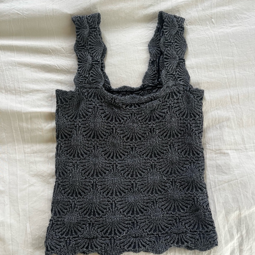 Free People Black Crochet Tank Top
